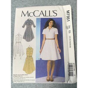 Uncut McCalls M7351 Misses Dress Sewing Pattern Size 14 16 18 20 22 2016